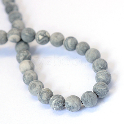 Frosted Natural Polychrome Jasper/Picasso Stone/Picasso Jasper Beads Strands LS-G-E334-6mm-24-1