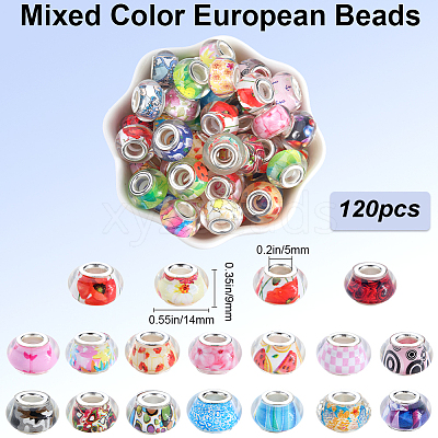 120Pcs Resin European Beads FIND-SP0002-05D-1