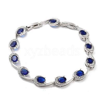 Platinum Alloy Teardrop Link Chain Bracelets LS-BJEW-A005-01A-1