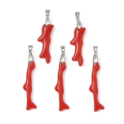 Opaque Acrylic Imitation Coral Big Pendants PALLOY-JF05984-1