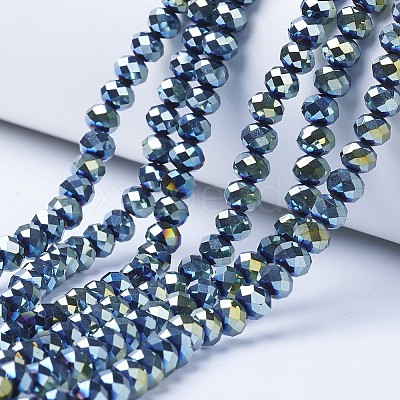Electroplate Transparent Glass Beads Strands EGLA-A034-T8mm-UA-1