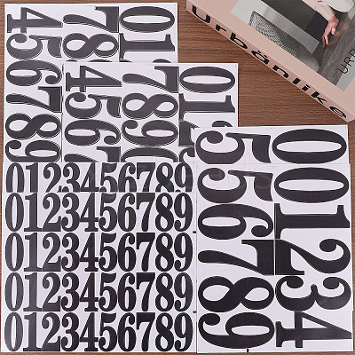 12 Sheets 3 Styles PVC Number Adhesive Decorative Stickers DIY-GL0004-59-1
