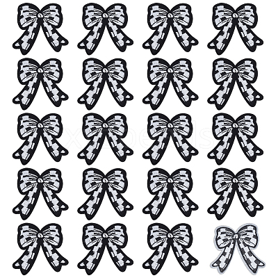 20Pcs Bowknot Embroidery Cloth Iron On/Sew On Patches DIY-FG0007-64B-1
