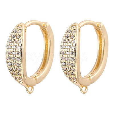 Brass Micro Pave Clear Cubic Zirconia Hoop Earring Findings ZIRC-YW0001-09G-1