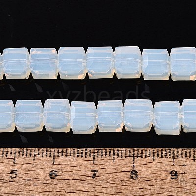 Imitation Jade Glass Beads Strands GLAA-R041-8x8mm-B02-1