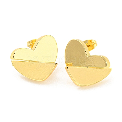 Rack Plating Brass Heart Stud Earrings EJEW-A028-32G-1