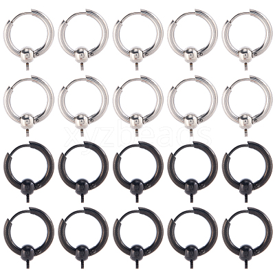 24Pcs 2 Colors 304 Stainless Steel Hoop Earring Findings FIND-SC0017-16C-1