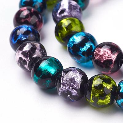 Handmade Silver Foil Lampwork Beads Strands FOIL-L016-A05-1