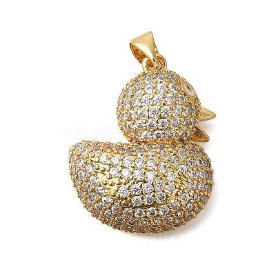 Rack Plating Brass Micro Pave Cubic Zirconia Pendants ZIRC-F142-01G-05-1