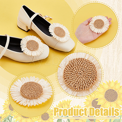 Flower Rattan Woven Shoe Decorations AJEW-WH0518-95-1