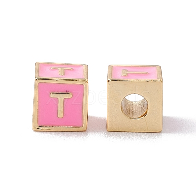 Rack Plating Brass Enamel Beads KK-B060-04G-05T-1