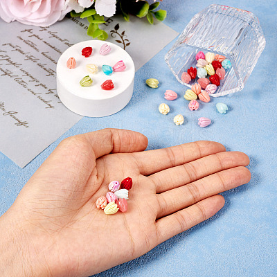 40Pcs 8 Colors Opaque Resin Flower Rose Beads RESI-TA0002-98-1