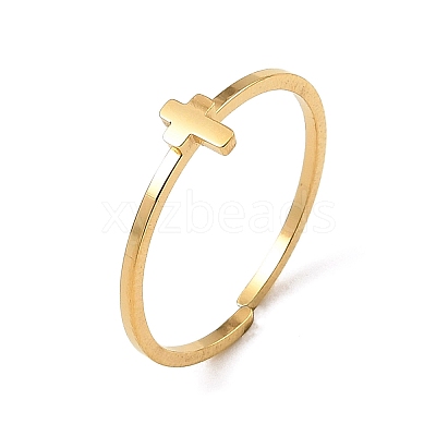 304 Stainless Steel Adjustable Open Cuff Rings RJEW-Q806-01G-07-1
