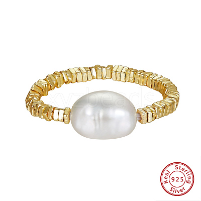 925 Sterling Silver with Natural Baroque Pearls Rings RJEW-Z030-03G-1