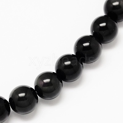 Natural Obsidian Round Beads Strands X-G-L275-03-10mm-01-1