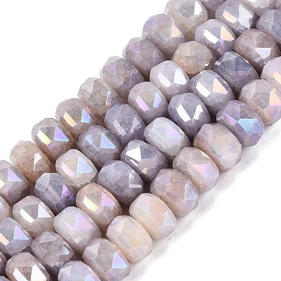 Electroplate Crackle Imitation Jade Glass Beads Strands EGLA-Q135-01A-C01-1