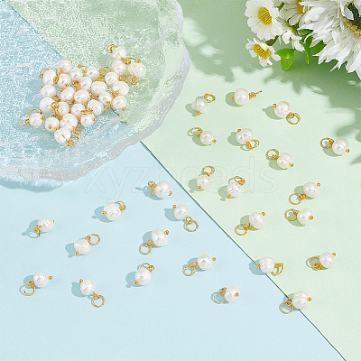 52Pcs Natural Freshwater Pearl Charms PALLOY-AB00105-1