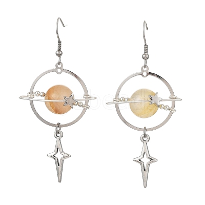 Natural Yellow Hematoid Quartz & Alloy Pendant Dangle Earrings EJEW-TA00818-02-1