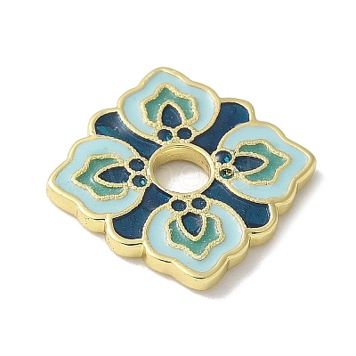 Flower Brass Enamel Beads KK-P290-11G-02-1