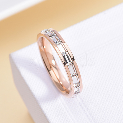 304 Stainless Steel with Crystal Rhinestone Finger Rings FS-WGF5DC4-03-1