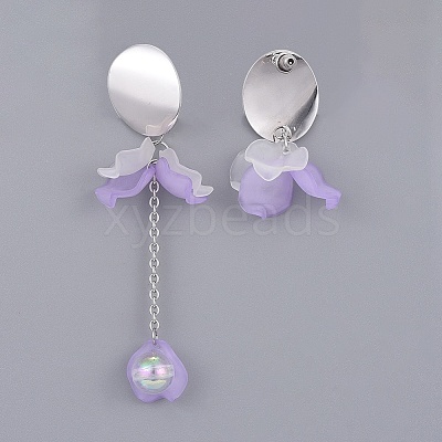 Petal Transparent Acrylic Dangle Stud Earrings EJEW-JE03272-01-1