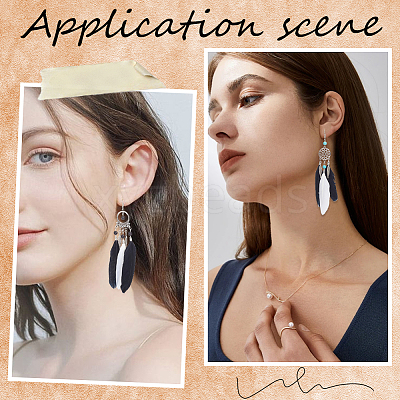 DIY Woven Net/Web with Feather & Synthetic Turquoise & Magnesite & Alloy Dangle Earring Making Kits DIY-SC0028-19-1