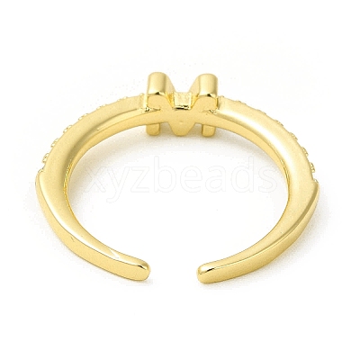 Clear Cubic Zirconia Initial Letter Open Cuff Ring RJEW-H120-09G-M-1