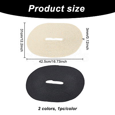 2Pcs 2 Colors Polyester Imitation Straw Oval Hat Base for Millinery AJEW-FG0002-82-1