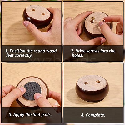 Wood Round Furniture Legs FIND-WH0199-412A-1