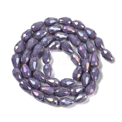 Opaque Solid Color Electroplate Glass Beads Strands EGLA-N013-P8mm-B09-1
