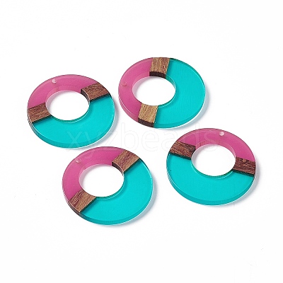Transparent Resin & Walnut Wood Pendants RESI-M027-03E-1