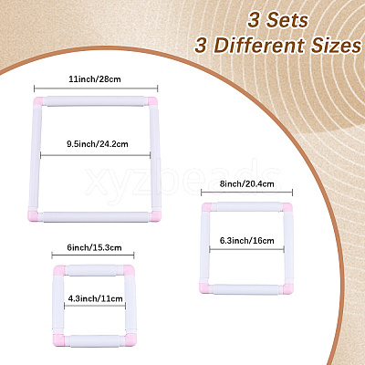 3 Stes 3 Styles Plastic Cross Stitch Embroidery Hoops DIY-CP0012-44B-1