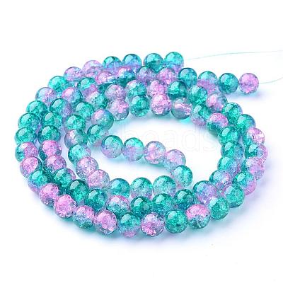 Spray Painted Crackle Glass Beads Strands CCG-Q002-10mm-06-1