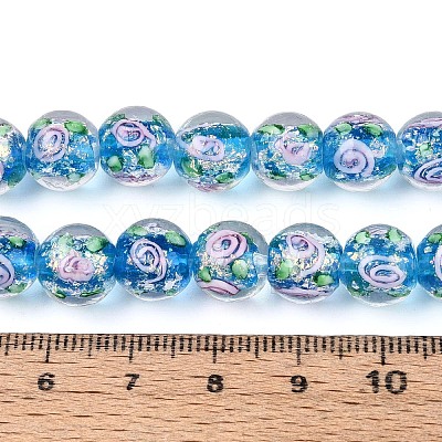 Handmade Foil Glass Beads Strands FOIL-N033-04C-1