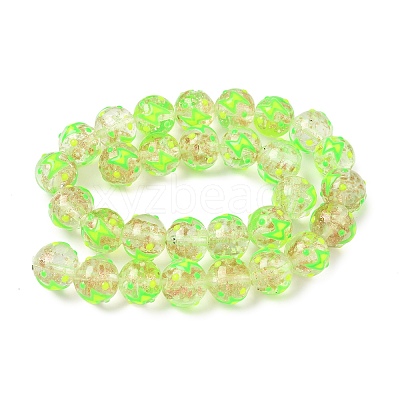 Luminous Handmade Enamel Gold Sand Glass Beads Strands LAMP-U004-08B-1