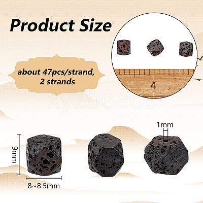 2 Strands Natural Lava Rock Beads Strands G-OC0004-76-1