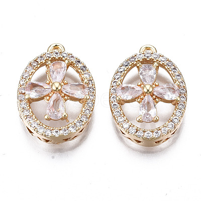Brass Micro Pave Clear Cubic Zirconia Pendants KK-S359-106-RS-1