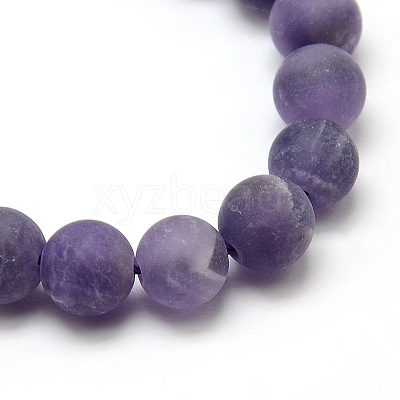 Frosted Natural Amethyst Round Bead Strands G-M064-4mm-13-1