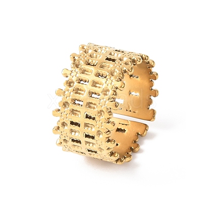 304 Stainless Steel Open Cuff Rings for Women RJEW-K309-10A-G-1