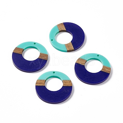 Opaque Resin & Walnut Wood Pendants RESI-M027-03C-1