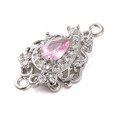 Brass Pave Cubic Zirconia Connector Charms KK-Z051-04P-01-1