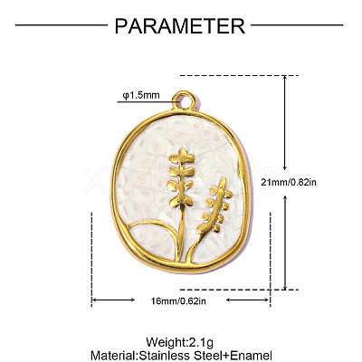 304 Stainless Steel Enamel Pendants STAS-OY015-27G-1