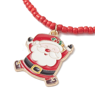 5Pcs Christmas Alloy Enamel Charm Bracelets BJEW-JB12409-1
