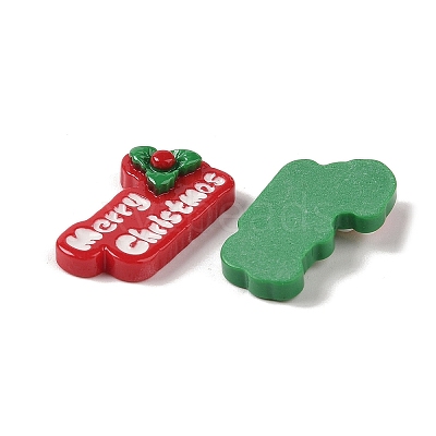 Merry Christmas Opaque Resin Decoden Cabochons RESI-S391-03-1
