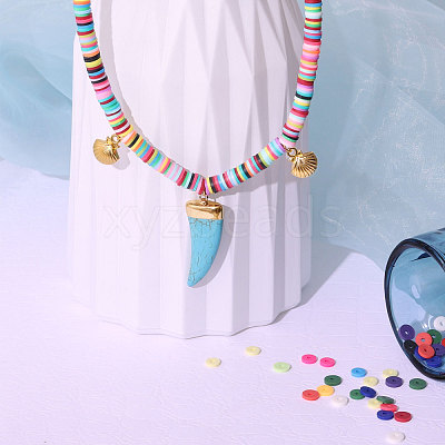 Flat Round Handmade Polymer Clay Beads CLAY-R067-8.0mm-40-1