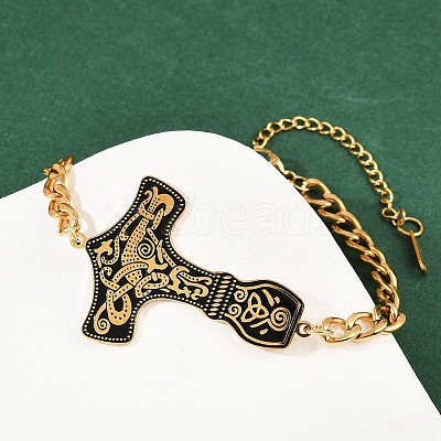 304 Stainless Steel Enamel Link Bracelets BJEW-P356-01B-G-1
