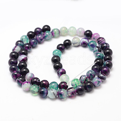 Natural Striped Agate/Banded Agate Bead Strands G-K155-A-6mm-10-1