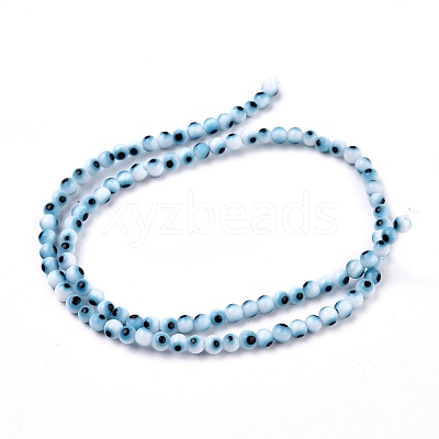 Handmade Evil Eye Lampwork Round Bead Strands X-LAMP-L055-4mm-07-1