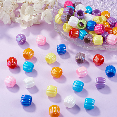 100Pcs Pearlized UV Plating Opaque Acrylic European Beads SACR-TA0001-77C-1