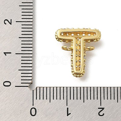 Brass Micro Pave Cubic Zirconia Letter Links KK-I717-04T-1